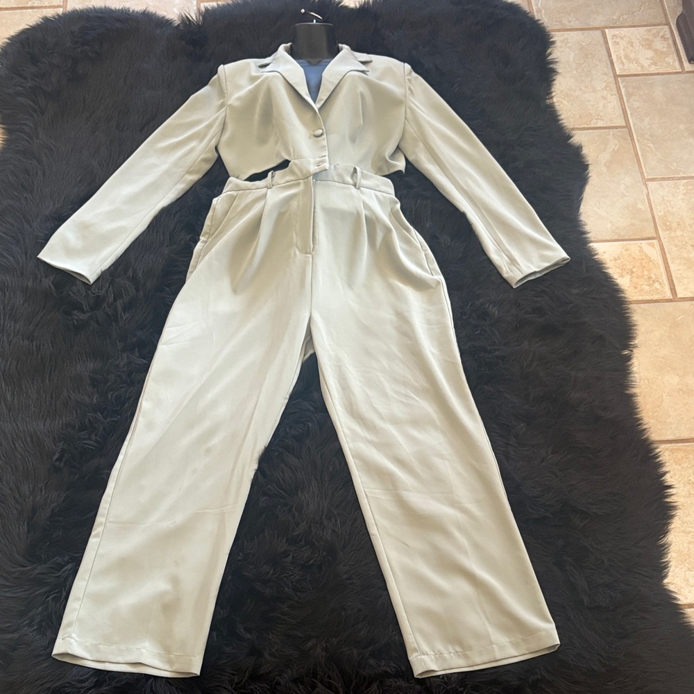 Women’s Light Sage Jumpsuit with Tailored Waist